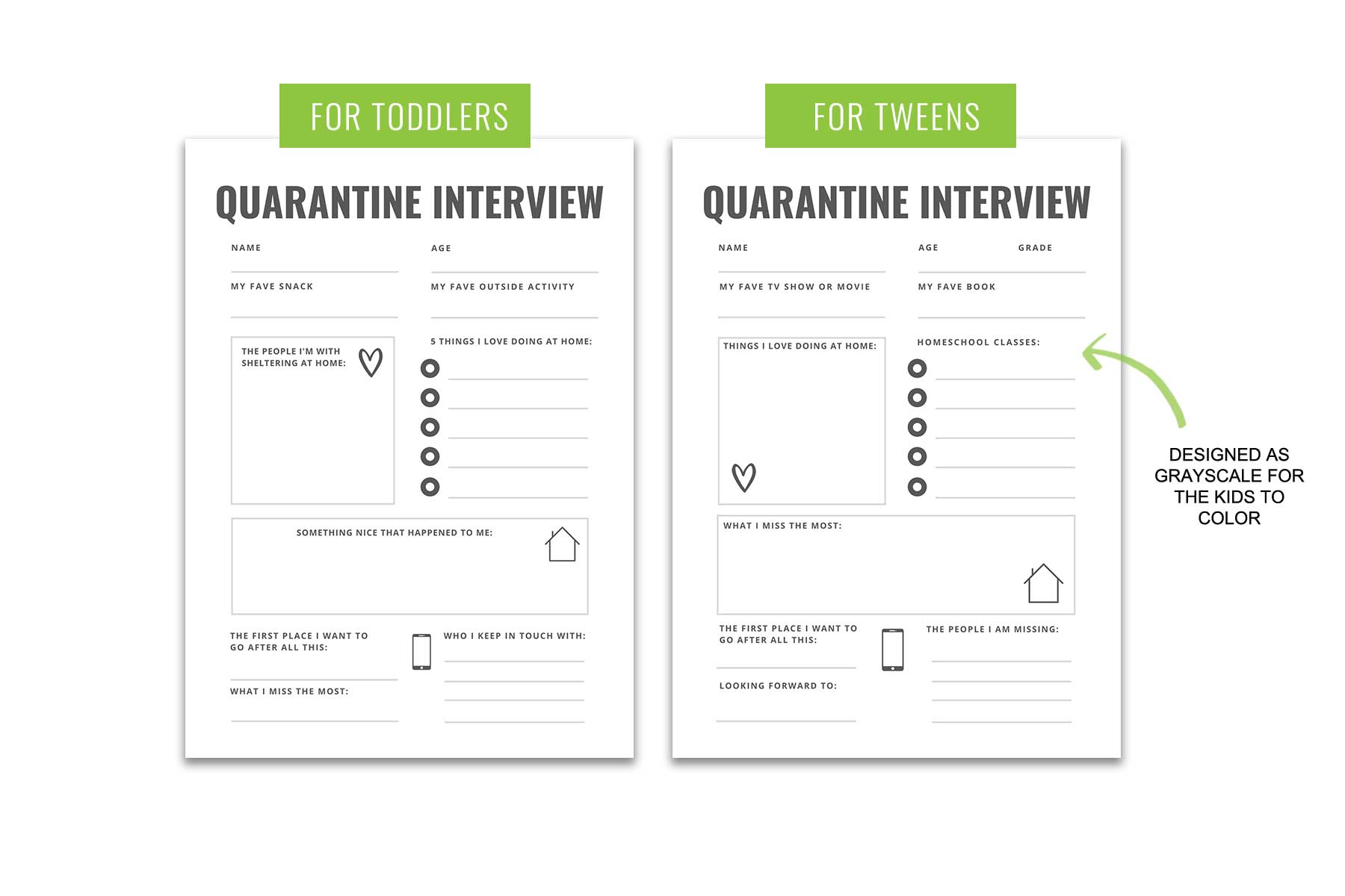 Quarantine Interview Printables