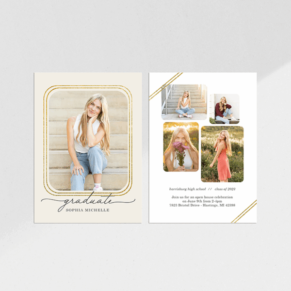 Classy Graduate, Gold Detail Graduation Announcement