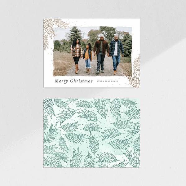 Merry Christmas Leaves Holiday Card