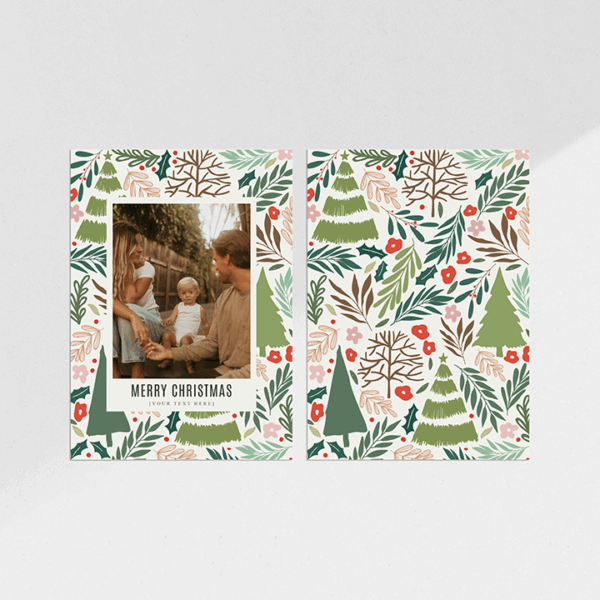 Merry Christmas Trees Holiday Card
