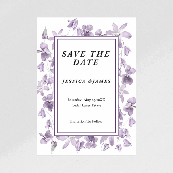 Purple Clematis Save the Date