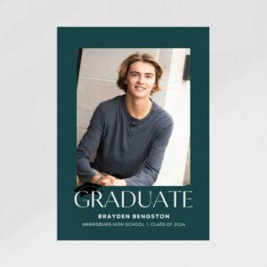 Mortarboard Green Graduation Announcement