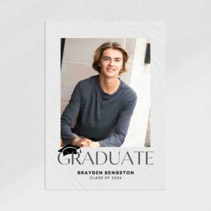 Mortarboard Grey Graduation Announcement