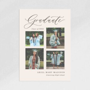 Pale Pink Script Graduation Announcement