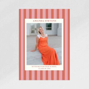 Pink and Red Stripes Graduation Announcement