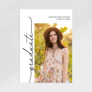 Vertical Graduate Script Graduation Announcement